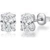 Jiahanzb Orecchini a Bottone con Zirconi Cubici in Argento Sterling 925 Orecchini con Diamanti Simulati Ovale Gioielli con Zirconi Ipoallergenici Regali per Donna Uomo 7 mm