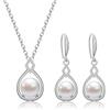 AILUOR Set di gioielli di perle per le donne, collana e orecchini di perle finte d'acqua dolce con catena d'argento da 18 pollici Gioielli da matrimonio per le spose Mamma Regali (Stile 6)