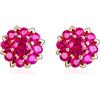Carleen Solido 14 Carati 585 Orecchini in Oro Rosa Piccoli Fiore Orecchini in Vera Rubino Naturale 0,38 ct Gioielli per Signore Ragazze Mamma - Diametro: 5 mm