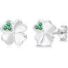 Loutade Orecchini a perno in argento 925, piccoli, in argento Sterling 925, a forma di fiore, quadrifoglio, cigno, con zirconi, 8 mm, piccoli scintillanti, per donne e ragazze, Zirconia cubica