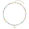 Yifnny Collane di iniziali colorate con perline, Gioielli da spiaggia Collana di perline colorate Collana con ciondolo con iniziali Collane estive Gioielli bohémien da donna (C)