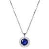Diamond Treats Collana Donna Argento 925 Rodiato con Pendente Halo Blu e Zirconi Cubici AAA, Catena Regolabile, Elegante Idea Regalo
