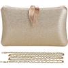 CORIOS Borsetta da Sera Donna Elegante Pochette Clutch Piccolo con Catena Borsa a Mano con Fibbia a Foglia Chiusura Borsa a Spalla Borsa a Tracolla per Cocktail Festa Ballo Cerimonia Oro