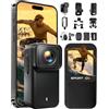 NNYYMH Action Cam 4K/2K/1080P con scheda SD da 64 GB e display da 1,47 pollici, mini fotocamera magnetica, impermeabile fino a 30 m e batteria da 180 minuti, per dash cam bicicletta, vlog, sci