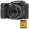 KODAK Pixpro Astro Zoom AZ255 + Scheda di memoria SD da 32 GB - Fotocamera Bridge Digitale 16 MP, Zoom 25X, Video HD 1080p, grandangolare 24 mm, schermo LCD 3, batteria AA - Nero