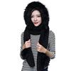 iNelihoo Sciarpa con cappuccio in pelliccia sintetica 3 in 1 inverno donna con guanti scaldacollo felpa con cappuccio cappello tasca lunga sciarpa guanti cappello set