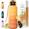 Motswedi Borraccia 1.5 l, con Cannuccia, Borracce, Motivazionale Bottiglia d'acqua, a Prova di Perdite, Borraccia Sportiva 1.5 Litros, per Campeggio, Palestra, Yoga, Ciclismo, Giallo Lago Arancione