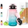 Motswedi Borraccia 500 ml, con cannuccia, Borracce, Motivazionale Bottiglia d'acqua, a Prova di Perdite, Borraccia Palestra, per Scuola, Palestra, Yoga, Rosa Verde