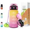 Motswedi Borraccia 500 ml, con cannuccia, Borracce, Motivazionale Bottiglia d'acqua, a Prova di Perdite, Borraccia Palestra, per Scuola, Palestra, Yoga, Giallo Rosa