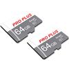 Bliksem 2 Pack Scheda di Memoria 64GB con Adattatore, Classe 10 UHS-I A1, Schede Di Memoria Alta Velocità per Fotocamera, Telefono, Tablet, Registratore Di Guida, PC (TF183 64GB)