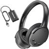 Holdsound Cuffie per TV senza fili anziani, con trasmettitore a cavo USB esteso, 25 ore di autonomia, nessun ritardo audio-video, plug and play, ideali come regalo per anziani.