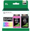 Timink 304XL Ink Compatibile con cartucce HP 304 XL Compatibile con HP Envy 5010 5030 5032 5050 DeskJet 3750 3760 3762 2600 2620 2622 2630 (1 nero+1 colore)