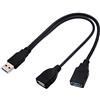 AAOTOKK USB 3.0 A Maschio a Doppio USB 3.0 A Femmina+USB 2.0 A Femmina Extra Power Ricarica e Trasferimento Dati Doppio USB Y splitter Cavo(30 cm/12 Pollici)-M/Dual F)