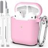 MHYALUDO Custodia per Airpods 1a/2a generazione (2016/2019),Custodia protettiva in morbido silicone per Airpods 1a/2a con LED visibile sulla parte anteriore,con kit di pulizia,Pink