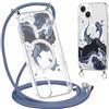 ZhuoFan Magnetica Custodia per iPhone 14/iPhone 13 6,1 con Cordino, Trasparente Case Aesthetic Estivi Modello Oceano Disegni Cover Compatibile con MagSafe Protezione Collana Cellulare Femmina, 04