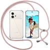 ISOI Cover con Cordino per Honor 600, Custodia Trasparente con Collana Tracolla Laccio Collo Ultra Sottile Morbido TPU Silicone Antiurto AntiGraffio Case, Rosa