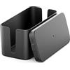 deleyCON Gestione Cavi Box Cavo Organizer Box Casetta Cavi 23,5cm x 11,5cm x 11,5cm Plastica Robusta 2 Guide Laterali per Cavi Protezione e Sicurezza Nero