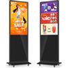 MWE 43 Pollici Monitor Pubblicitario con 4 Ruote, LCD Interattive Digitale Display, Android System, Adatto per Negozio al Dettaglio, Ristorante, Centro Commerciale, Nero