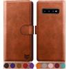 SUANPOT Cover per Samsung Galaxy S10 Blocco RFID Portafoglio Slot CarteSupporto Cellulare Magnetica custodia Pelle Sintetica Cover per Samsung Galaxy S10 Marrone Chiaro