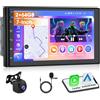 Motorsi Autoradio Motorsi Double Din con Apple Carplay Android Auto, Touchscreen HD da 7'' 1080P Stereo Radio 2 Din Android 15, GPS/WiFi/Bluetooth/FM/RDS/Doppia USB+Telecamera di Backup AHD e Microfono