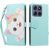 TAUYN Folio Portafoglio Custodia per Motorola Moto G86 5G | PU Pelle Antiurto TPU Custodie, Gatto Carino Modello, con Slot per Schede & Supporto Funzione Cover - Verde Chiaro
