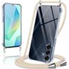 Kilbnom Cover per Samsung Galaxy A16 5G con Cordino, Trasparente Custodia con Laccio Tracolla Cellulare Girocollo Collana Corda Catena Cinghia, Ultra Morbido Silicone TPU Antiurto Case, Cachi
