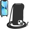 WenBaby Cover Compatible con iPhone 13 Mini,Cellulare Girocollo Custodia con Cordino TPU Corda Silicone Case Bumper per iPhone 13 Mini Custodia, Nero