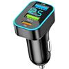GuBaoZhuo Adattatore USB da 12 V, per auto, 3 porte, USB, 30 W + Qc3.0 + 2,4 a USB, adattatore con voltmetro a LED, compatibile con tablet e tutti gli smartphone