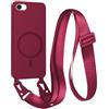 FMPCUON FNPCUON Cover Magnetica con Cordino per iPhone 6/7/8/SE 2020/SE 2022 Compatibile con MagSafe,Ricarica Wireless, Placcatura Disegno Custodia con Collana Laccio Tracolla Regolabile Case.Rosso