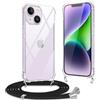 Xiltlly Cover con Cordino per iPhone 14 Plus, Custodia Trasparente Silicone con Collana Tracolla per iPhone 14Plus, Case Tracolla Antiurto AntiGraffio, Nero