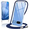 Kilbnom Cover per Google Pixel 8a con Cordino, Trasparente Custodia con Laccio Tracolla Cellulare Girocollo Collana Corda Catena Cinghia, Ultra Morbido Silicone TPU Antiurto Case, Blu scuro