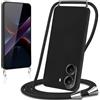 Knrlqim Cover per Xiaomi Poco X7 Pro con Cordino Custodia con Laccio Collana Tracolla Collo Corda Regolabile Liquido Silicone Antiurto AntiGraffio Protettiva Case per Xiaomi Poco X7 Pro 6,67,Nero