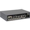 Ztyuav Switch PoE non gestito 11 porte Gigabit completo con 8 porte PoE+ a 120 W, 2 uplink e 1 slot SFP IEEE802.3af/at, QoS, rilevamento automatico PD, protezione 6 KV