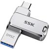 SSK 256 GB Chiavetta USB Dual Connettori, Chiavetta USB C Flash Drive fino a 220 MB/s Tipo-C e USB-A Memory Stick per iPhone 15/16/17Pro/Android OTG con impermeabile, antipolvere e anti-caduta