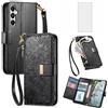 Asuwish Custodia a portafoglio per Samsung Galaxy A13 4G/5G con pellicola protettiva in vetro temperato e slot per carte di credito accessori con cerniera cinturino da polso A04s M13 G5 A 13 LTE 13A