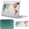 FFBOFFC Custodia Compatibile per MacBook Neo da 13 pollici Modello 2026 (A3404) con chip A18 Pro, Plastica Rigida Protettiva Cover & Tastiera Cover & Borsa, 804 Mappa del mondo