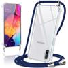 Kilbnom Cover per Samsung Galaxy A50 / A30S /A50s con Cordino,Trasparente Custodia con Laccio Tracolla Cellulare Girocollo Collana Corda Catena Cinghia,Ultra Morbido Silicone Antiurto Case, Blu scuro