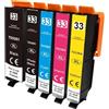 Generico Compatibile for cartuccia d'inchiostro EPSON 33XL 33 T3351 T3361 Expression Premium XP 530 540 630 640 635 645 830 900 stampante Printer Ink Cartridges(5pcs-1set)