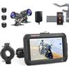 VSYSTO Dashcam per moto WiFi a tre ruote, 3 sensori di pressione pneumatici, schermo da 4'', grandangolo 150°, visione notturna Starlight, modalità di visualizzazione assistita Sistema DVR moto