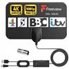 MIMISOLA Antenna TV Interna Amplificata Potente, Antenna TV Portatile, HDTV Digitale 250+ Miglia, cavo Coassiale da 5 M, Compatibile DVB-T/T2, ISDB-T, DMB-T/H, ATSC, DAB/FM