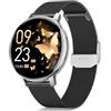 AIMIUVEI Smartwatch Donna con Chiamate, Orologio Smart Watch con 120 Sports, 24H Cardiofrequenzimetro SpO2, Sonno, Ciclo Mestruale Notifiche Messaggi, IP68 Contapassi, iOS/Android Regalo, Argento Nero