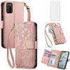 Asuwish Custodia per telefono per Samsung Galaxy A41 Cover a portafoglio con pellicola protettiva in vetro temperato e porta carte di credito supporto con cerniera Accessori ibridi Cinturino da polso