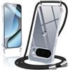 Kilbnom Cover per Google Pixel 10 Pro con Cordino, Trasparente Custodia con Laccio Tracolla Cellulare Girocollo Collana Corda Catena Cinghia, Ultra Morbido Silicone TPU Antiurto Case, Nero