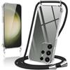 Kilbnom Cover per Samsung Galaxy S23 Ultra 5G con Cordino, Trasparente Custodia con Laccio Tracolla Cellulare Girocollo Collana Corda Catena Cinghia, Ultra Morbido Silicone TPU Antiurto Case, Nero