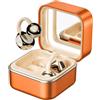 Caijin Auricolari Bluetooth a clip con custodia di ricarica e piccolo specchietto per il trucco, Bluetooth 6.0, suono stereo a conduzione ossea, batteria a lunga durata e comfort per tutto il giorno