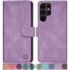SUANPOT Custodia per Samsung S22 Ultra Cover Portafoglio [Blocco RFID] [Shell TPU] in Pelle Sintetica Tasca Carte Antiurto Protettiva di Con Slot per Schede di per S22Ultra case Viola Lilla