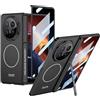 COQUE Custodia per Honor Magic V6, Pellicola HD Cerniera Magnetica Copertura Completa, Cavalletto Laterale Sottile Anello Magnetico Cover per Honor Magic V6-Nero