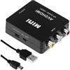 QWORK® Adattatore RCA a HDMI Convertitore AV a HDMI 1080P/720P - Trasmissione Segnale Video Audio per Retro Gaming, DVD & VHS per Smart TV, Monitor, Proiettore, PS2, Wii