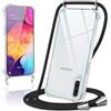 Kilbnom Cover per Samsung Galaxy A50 / A30S /A50s con Cordino, Trasparente Custodia con Laccio Tracolla Cellulare Girocollo Collana Corda Catena Cinghia, Ultra Morbido Silicone TPU Antiurto Case, Nero