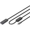 DIGITUS Cavo di prolunga attivo USB 3.2 Gen 1 - 10 m - Connettore USB-C maschio a presa tipo A - Cavo ripetitore con Plug & Play - Fino a 5 Gbit/s - Alimentazione tramite tipo C - Nero